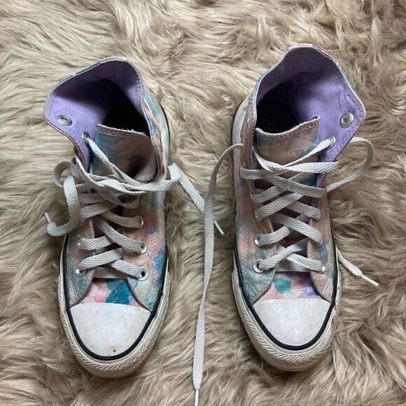 Converse All-Star Chuck Taylor Lilac Tie Dye High Top Sneakers - Picture 6 of 9